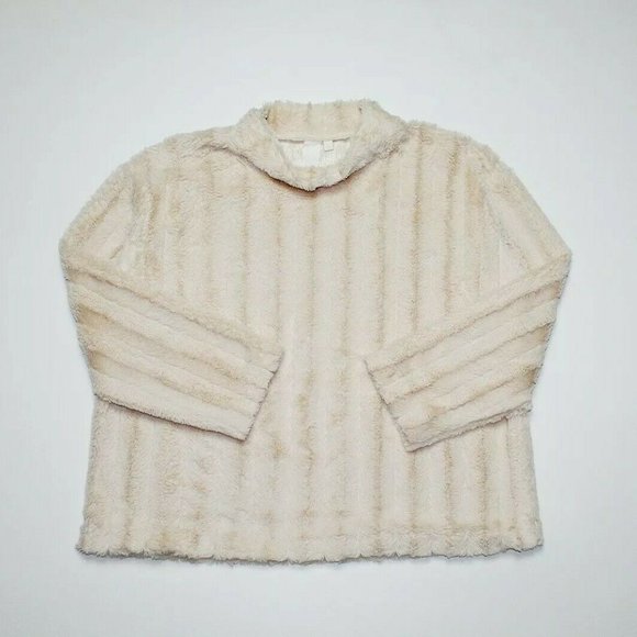 ADY P Sweaters - Ribbed Faux Fur Mock Neck Pullover Teddy Sweater